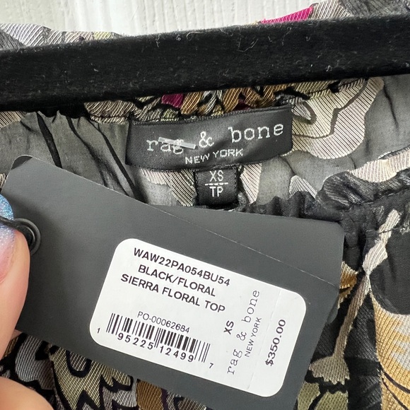 NWT 350 Rag & Bone Sierra Floral Off-The-Shoulder Blouse - Silk Blend Top - Picture 5 of 5